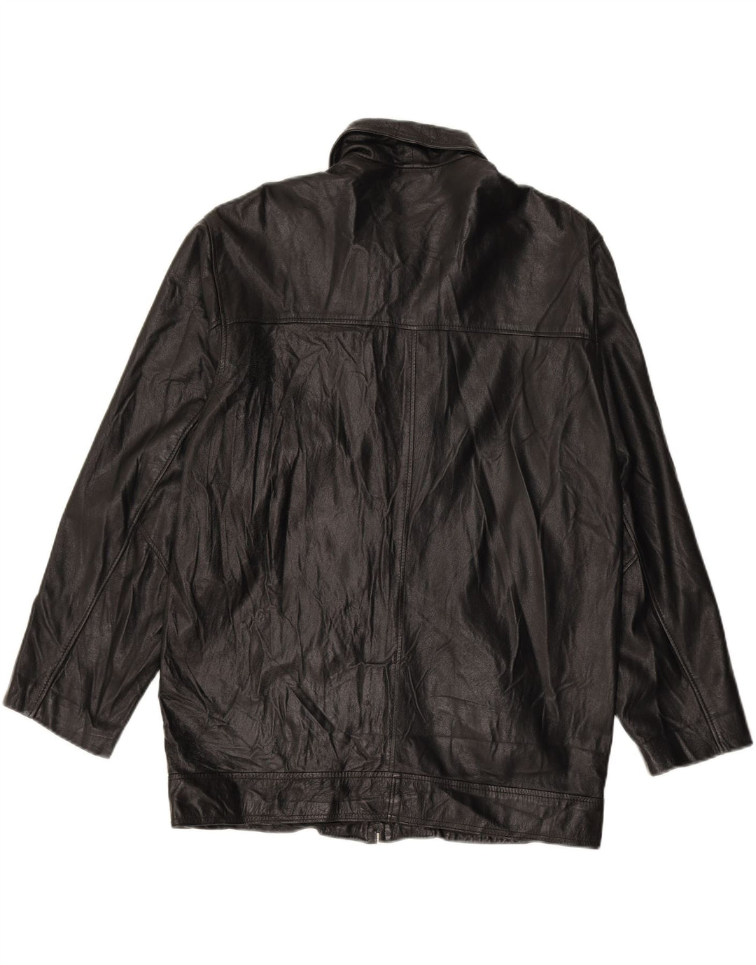 Chaqueta de cuero vintage para hombre IT 46 cuero negro pequeño