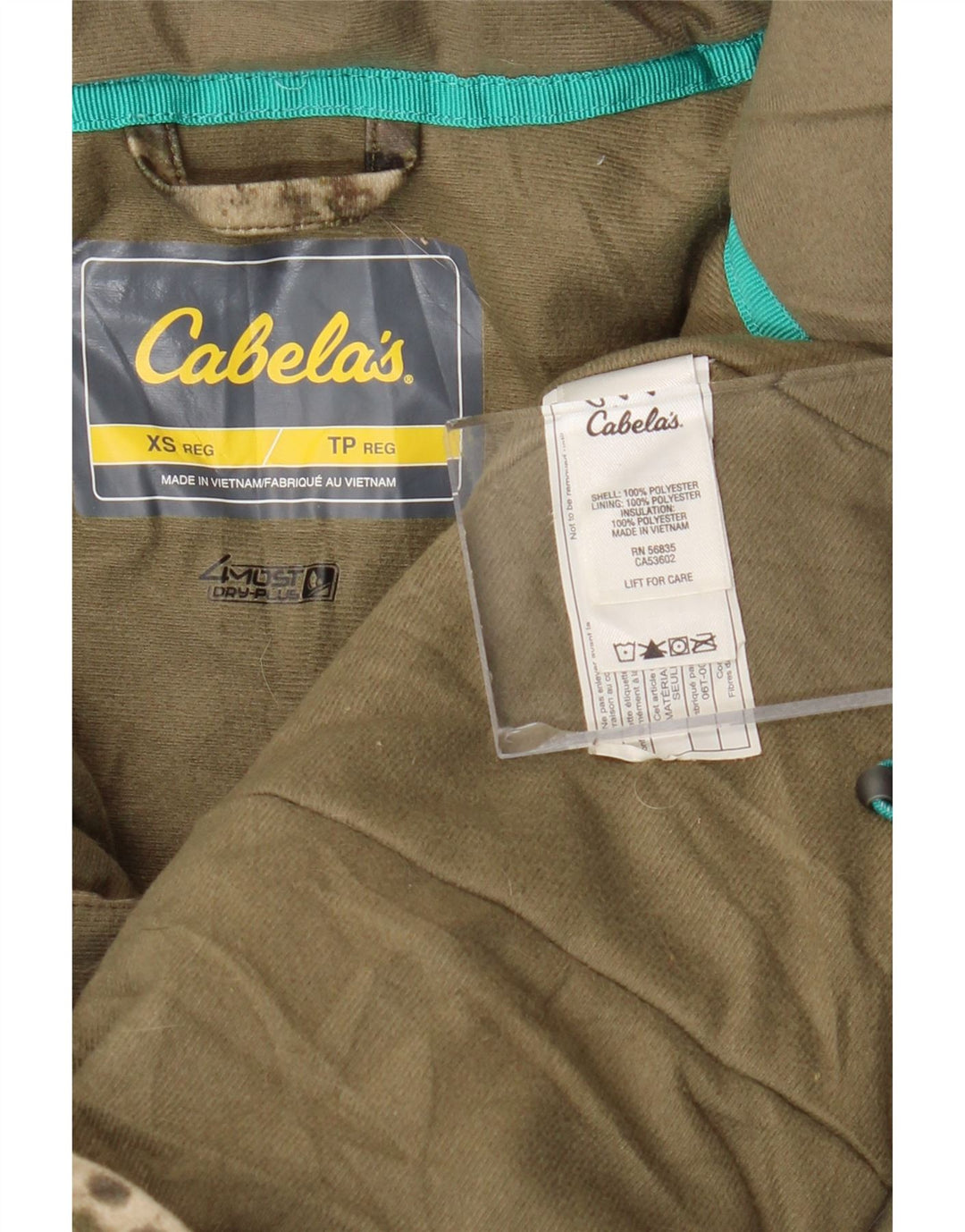 CABELA'S Chaqueta cortavientos extragrande para mujer UK 6 XS Camuflaje caqui