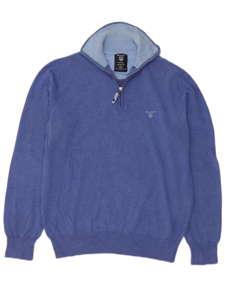 Gant Jersey De Cuello Con Cremallera De Algodón Azul Medio