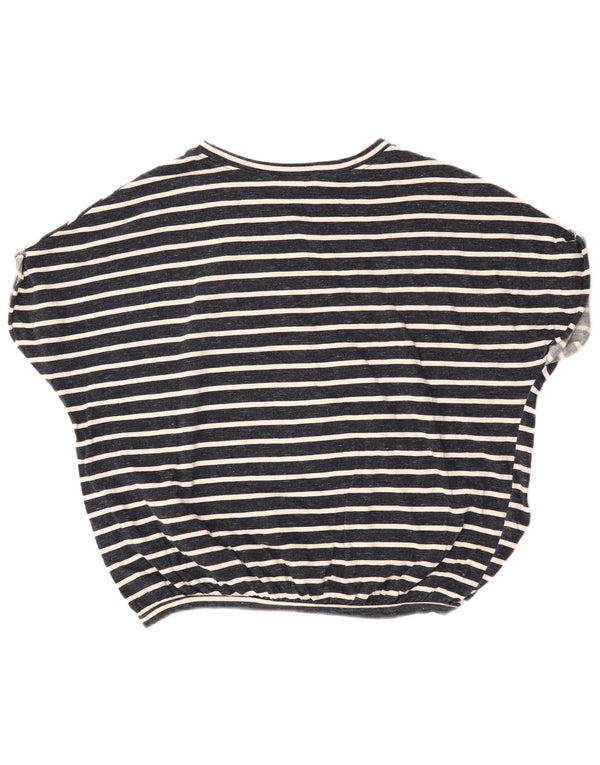 Zara Mujer Camiseta Extragrande Top UK 10 Small Azul Marino Rayas Algodón