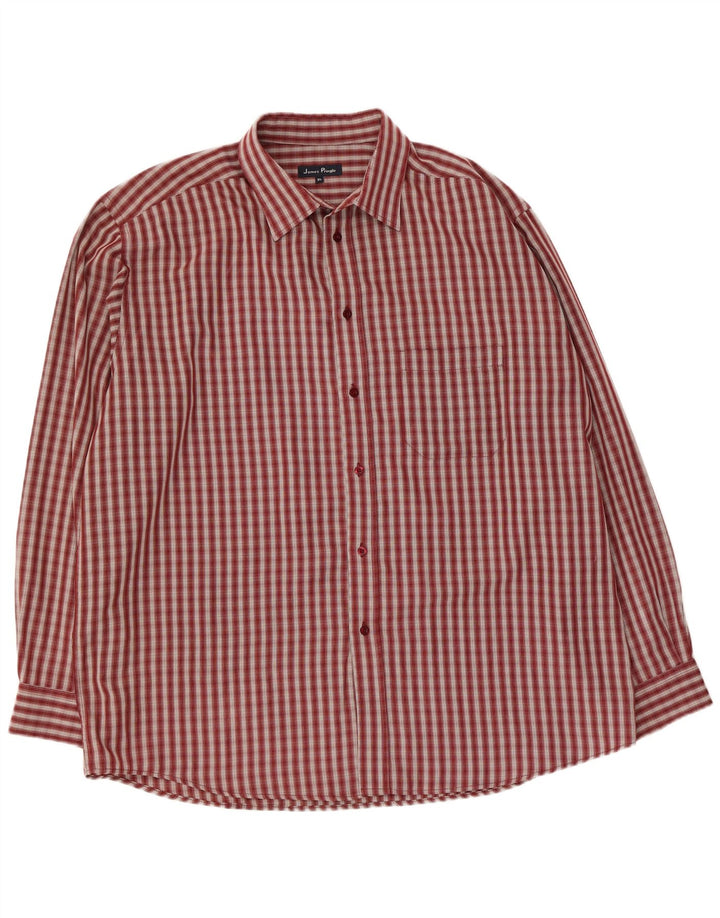 James Pringle Camisa para hombre XL Cuadros burdeos