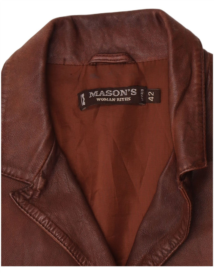 Mason's Chaqueta tipo blazer de cuero con 3 botones para mujer IT 42 Marrón medio