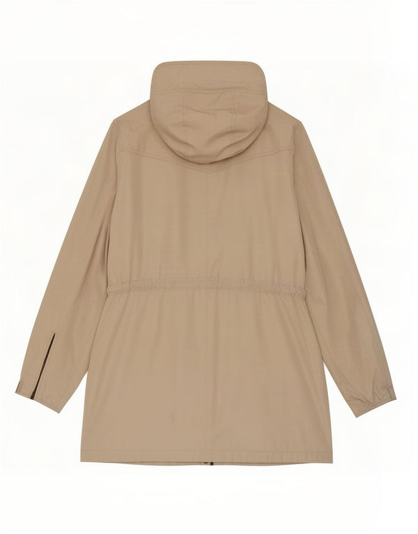 Zara Womens Hooded Utility Jacket UK 16 Large Beige Polyester