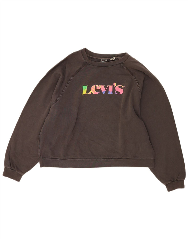 Levi's Sudadera de gran tamaño con gráfico para mujer UK 18 XL Algodón gris