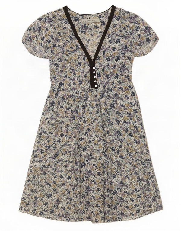 Zara Vestido Acampanado para Mujer UK 40 Mediano Multicolor Floral