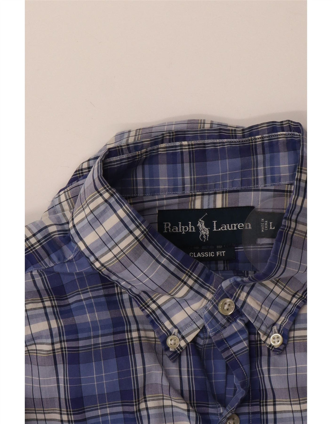 Ralph Lauren Camisa de corte clásico para hombre de algodón a cuadros azul marino grande