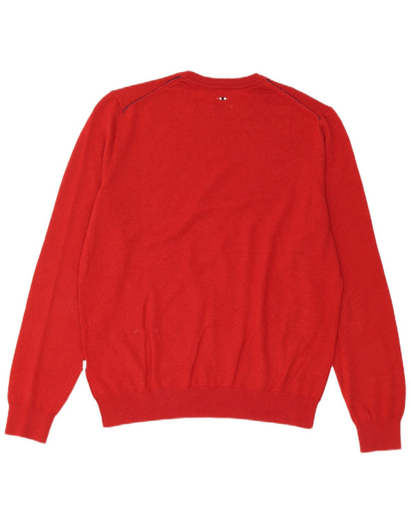 Napapijri Jersey De Cuello Redondo Para Hombre De Lana Merino Rojo Medio