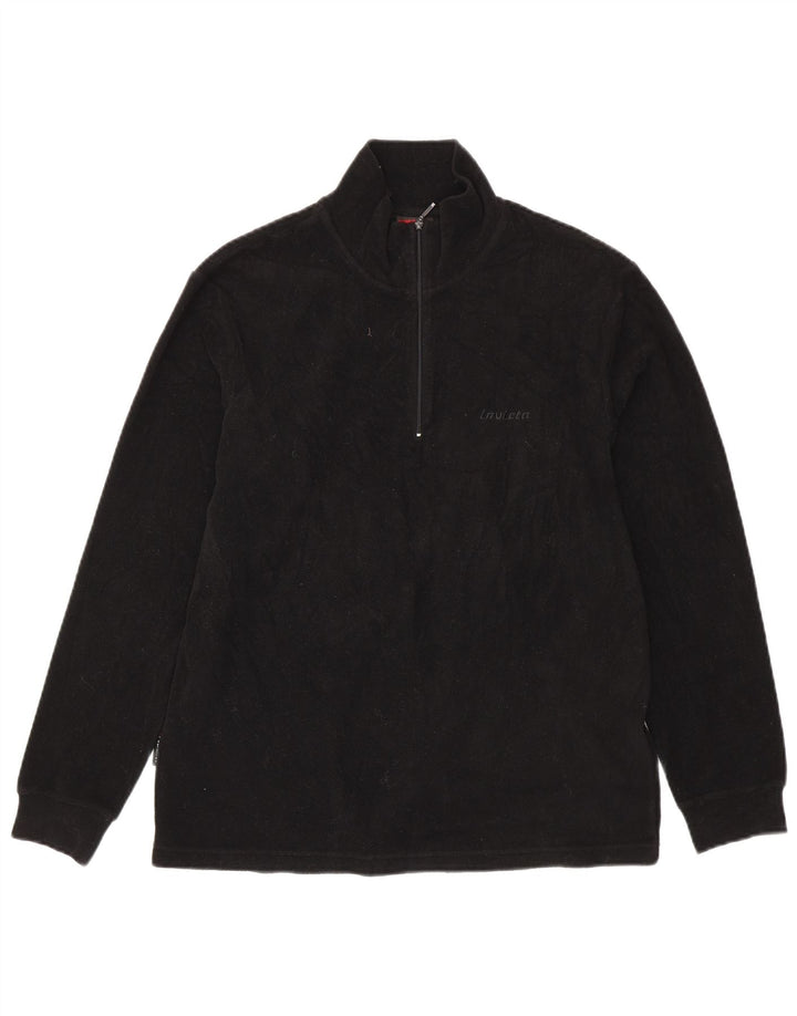 INVICTA Jersey de forro polar con cuello y cremallera para hombre, talla grande, negro