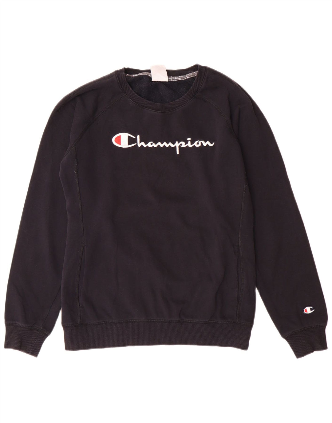 CHAMPION Sudadera gráfica para mujer Jumper UK 14 Medium Black Cotton