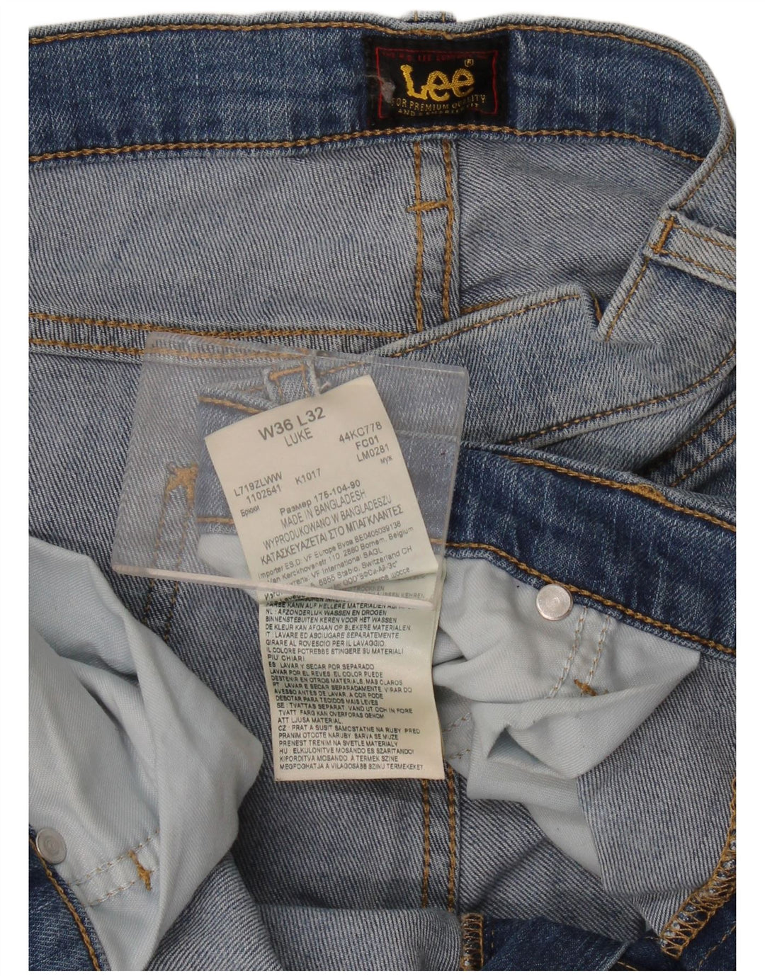 Lee Vaqueros ajustados Luke para hombre W36 L32 Algodón azul