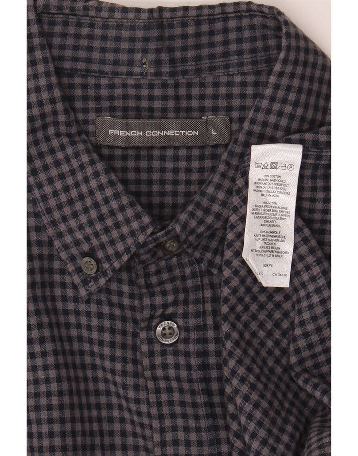 Camisa de franela para hombre de French Connection, talla grande, de algodón a cuadros, color azul marino