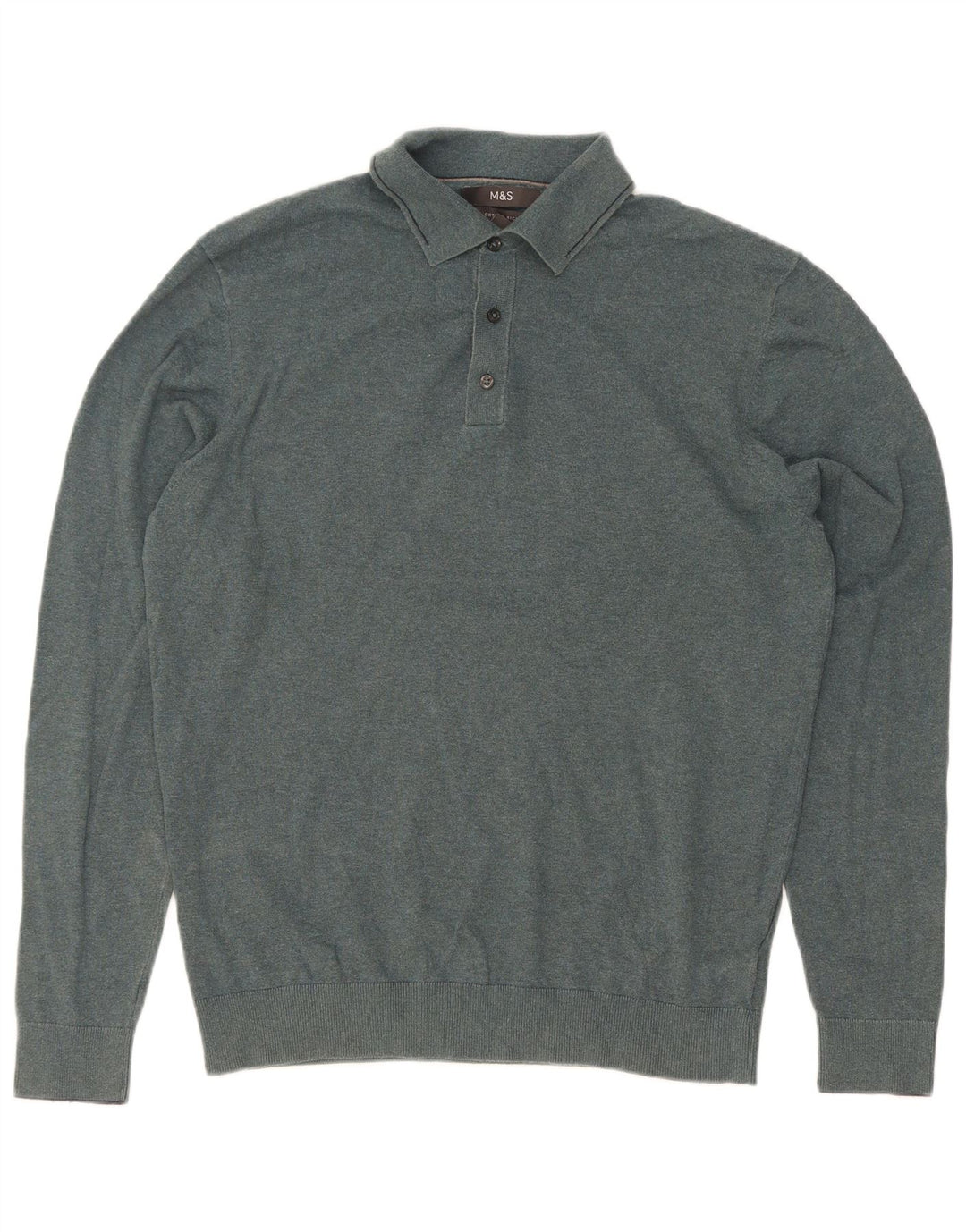 Marks & Spencer Jersey tipo polo para hombre de algodón verde medio