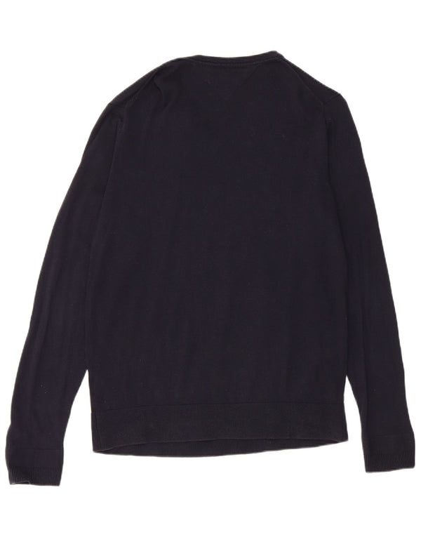 Tommy Hilfiger Suéter con cuello en V para mujer UK 40 Algodón azul marino mediano