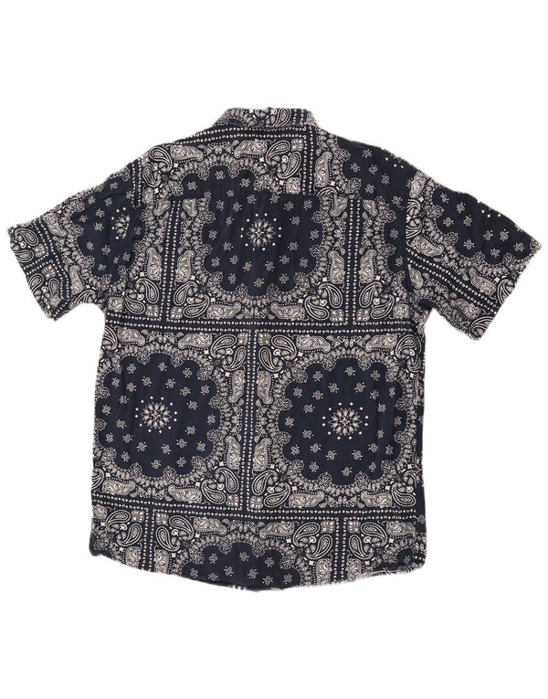 Camisa Jack & Jones Hombre Manga Corta Azul Marino Medio Paisley Algodón