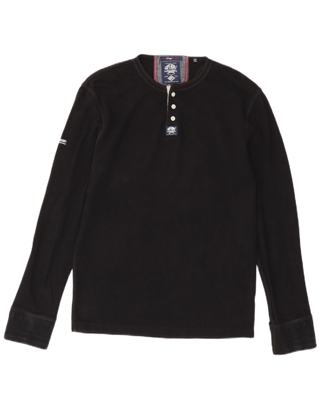 SUPERDRY Hombre Heritage Top Manga Larga XL Algodón Negro