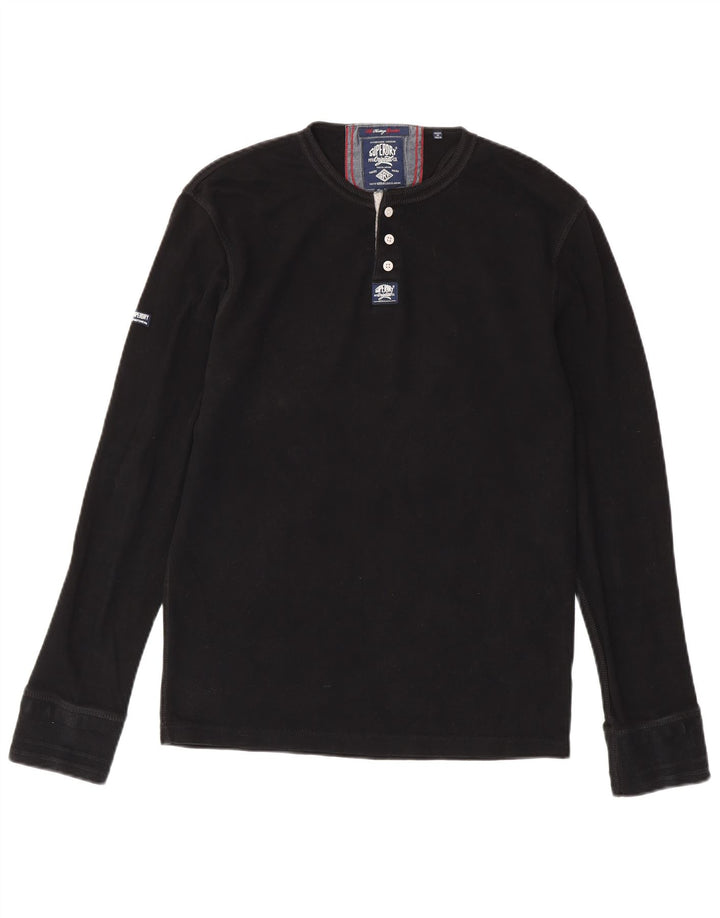 SUPERDRY Hombre Heritage Top Manga Larga XL Algodón Negro