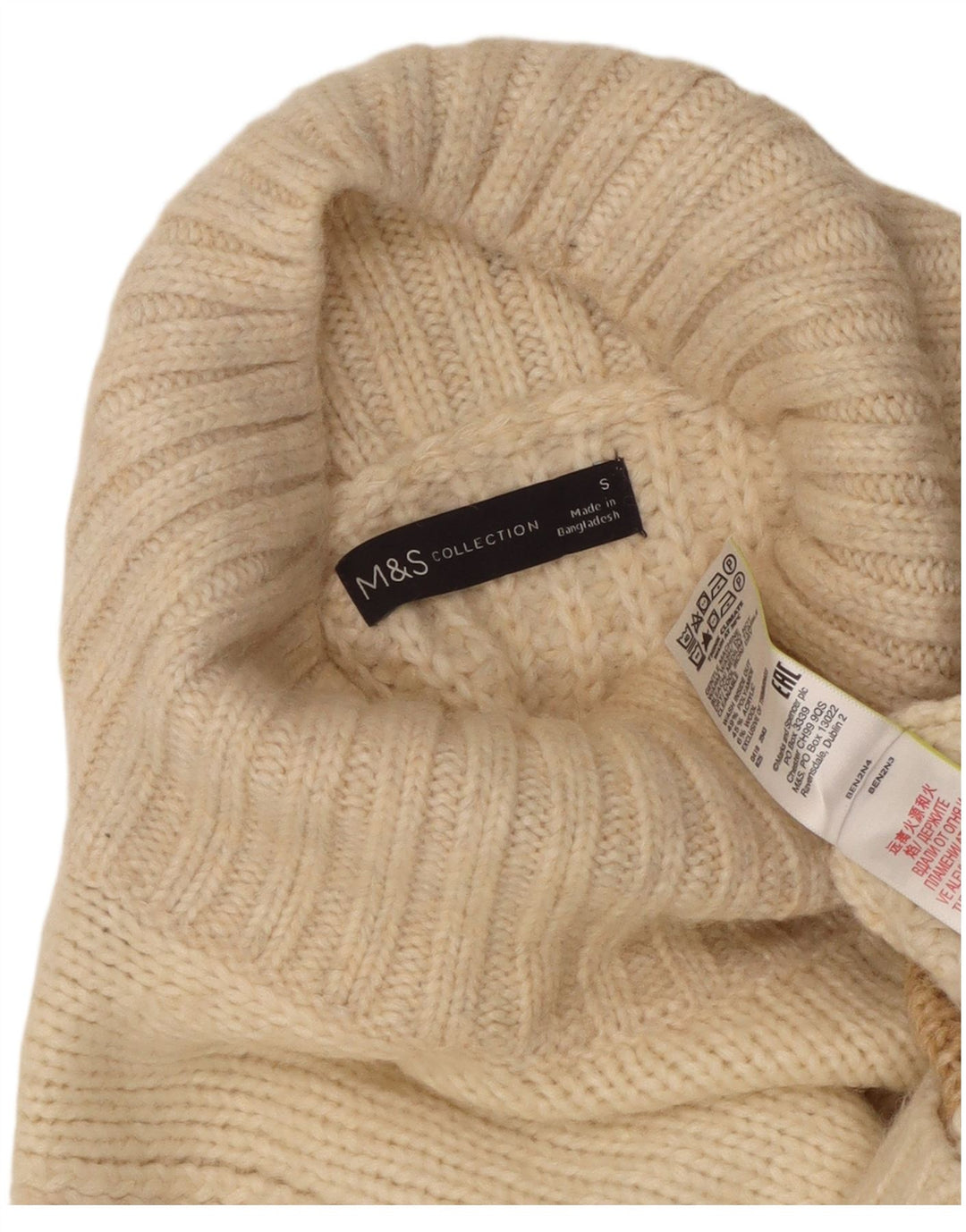 Marks & Spencer Suéter tipo jersey con cuello alto para mujer UK 10 Small Off White