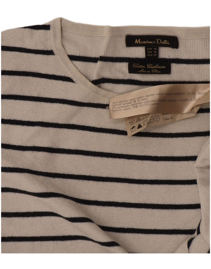 MASSIMO DUTTI Suéter tipo jersey con cuello barco para mujer, Reino Unido 40, mediano, blanco roto