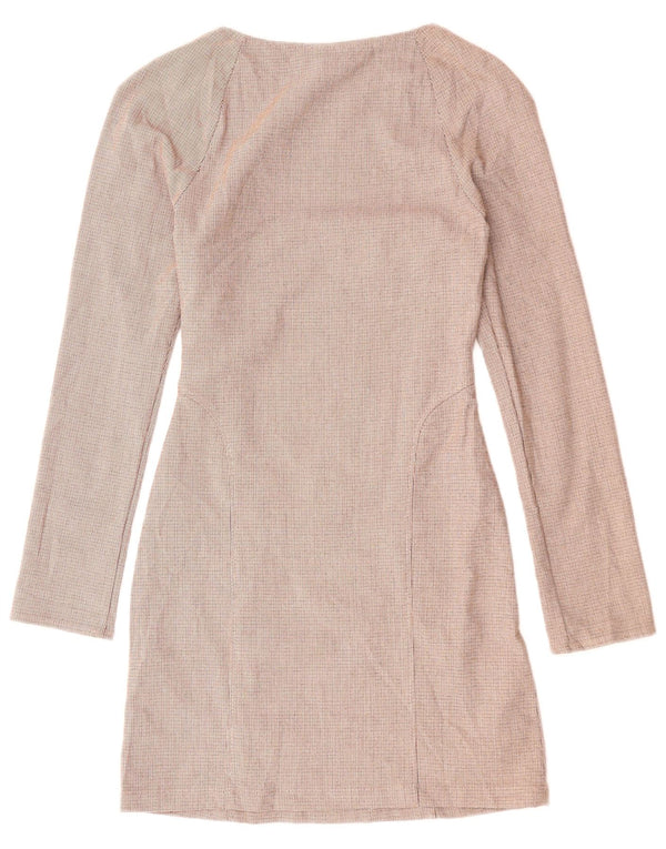 ZARA Vestido tubo de manga larga para mujer UK 6 XS Poliéster a cuadros rojos