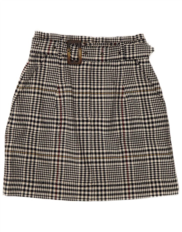 Marks & Spencer Minifalda para mujer UK 8 Small W26 Algodón de pata de gallo negro