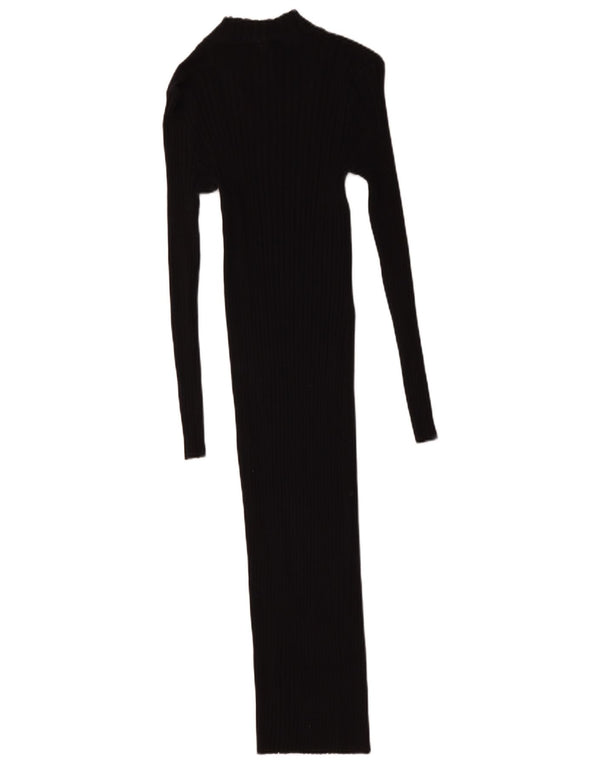 Zara Vestido Ajustado De Manga Larga Para Mujer UK 42 Mediano Negro