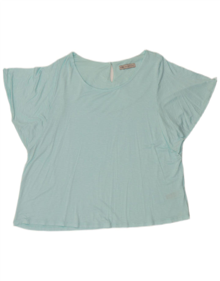 Marks & Spencer Blusa para mujer Top UK 20 2XL Viscosa moteada azul