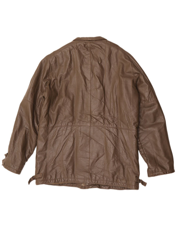Chaqueta de cuero vintage para hombre IT 54 2XL Marrón