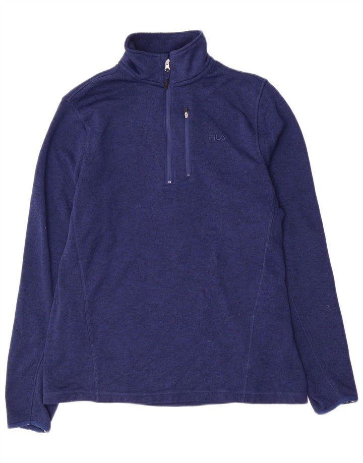 FILA - Sudadera con cuello y cremallera para hombre, talla grande, poliéster azul marino