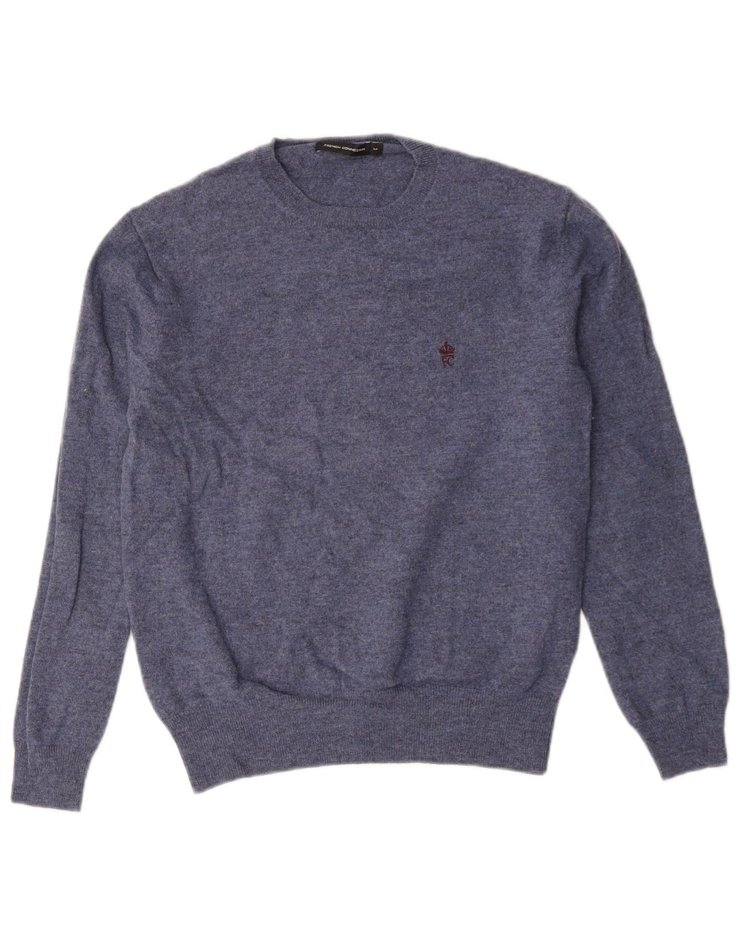 French Connection Jersey De Cuello Redondo Para Hombre De Lana De Cordero Azul Medio
