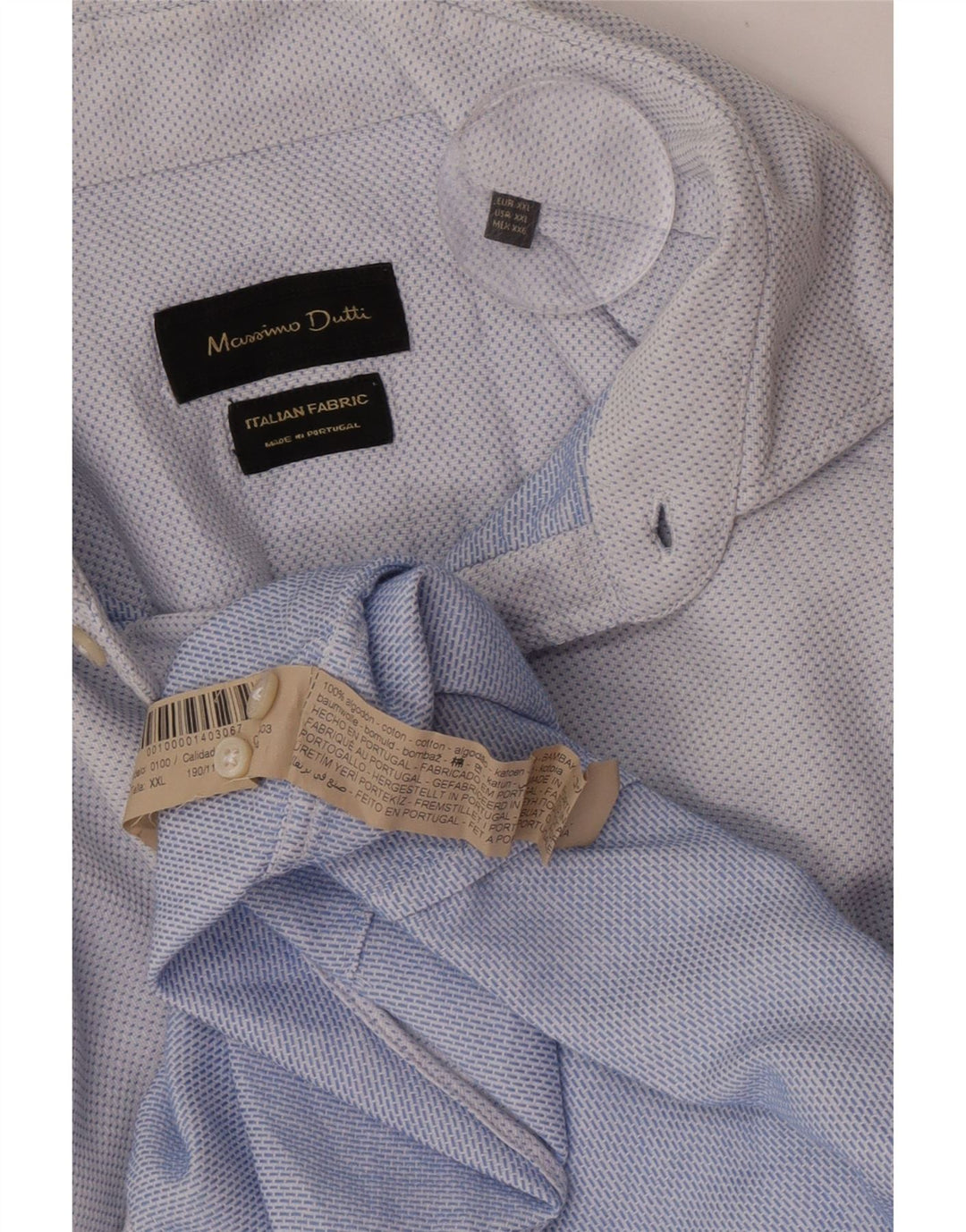 Camisa Hombre Massimo Dutti 2XL Algodón Lunares Azul
