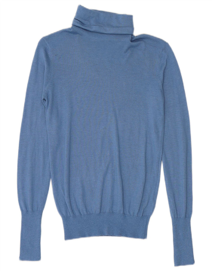 Zara Mujer Roll Neck Jumper Sweater UK 10 Small Azul Modal