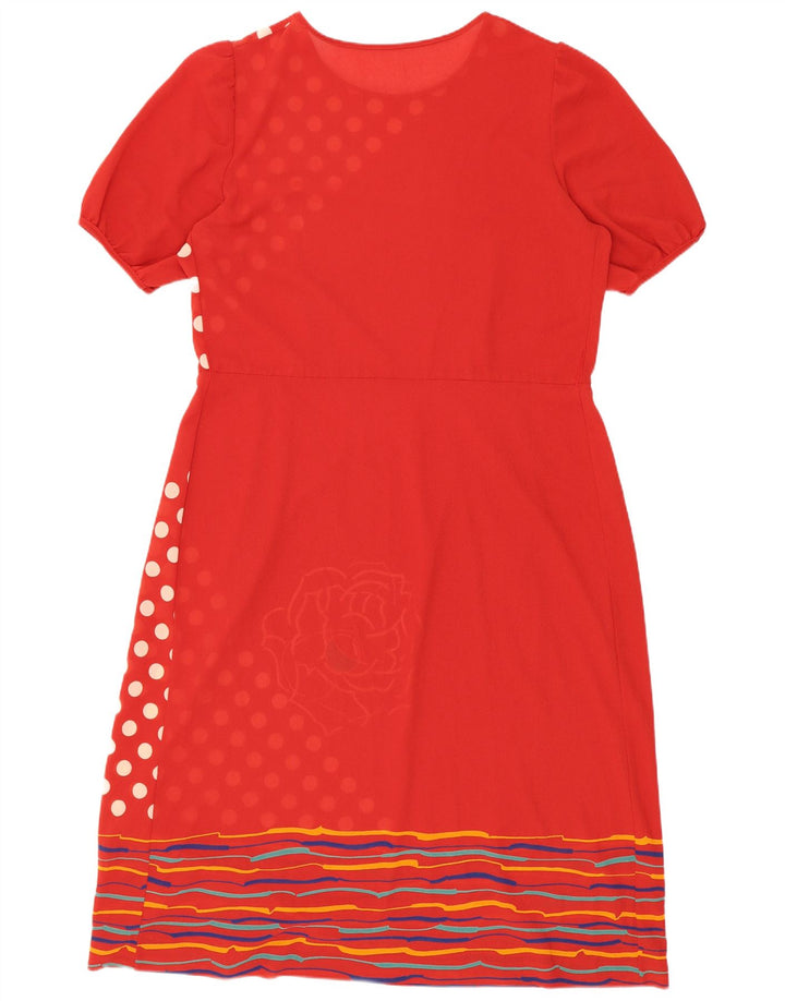 Vintage mujer vaina vestido Reino Unido 16 gran lunar rojo
