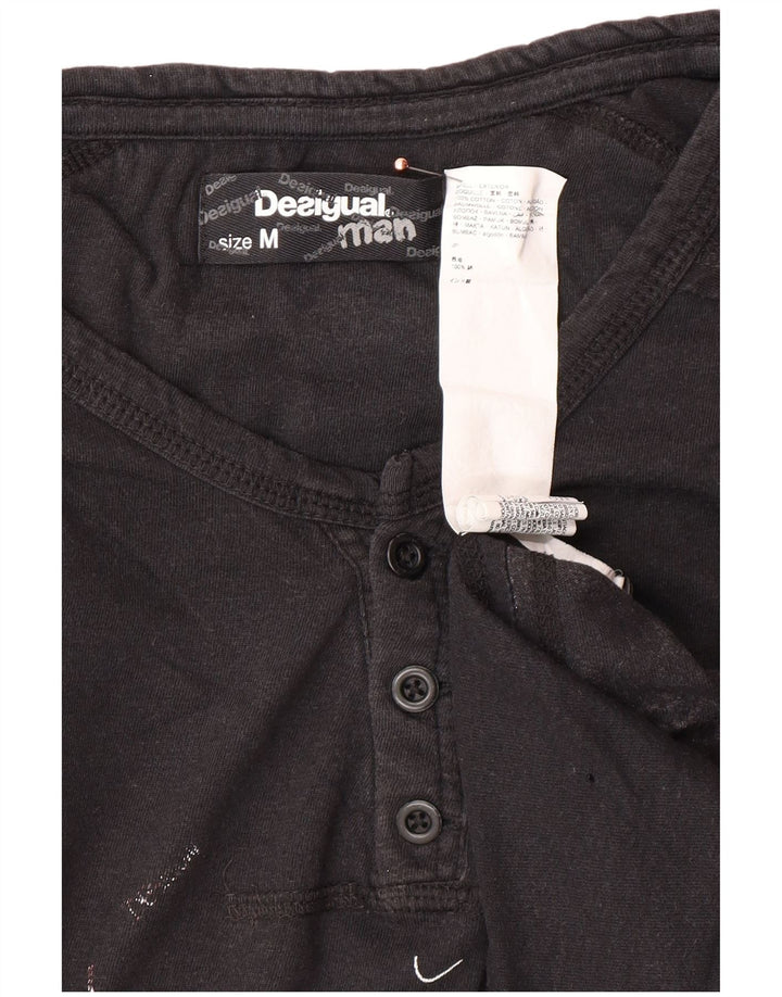 DESIGUAL Camiseta gráfica para hombre Top Medium Black Cotton