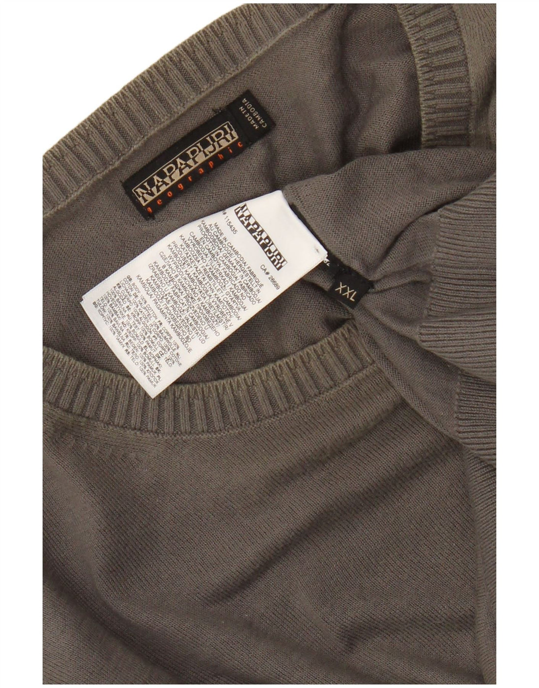 NAPAPIJRI Jersey De Cuello Redondo Para Hombre 2XL Algodón Gris