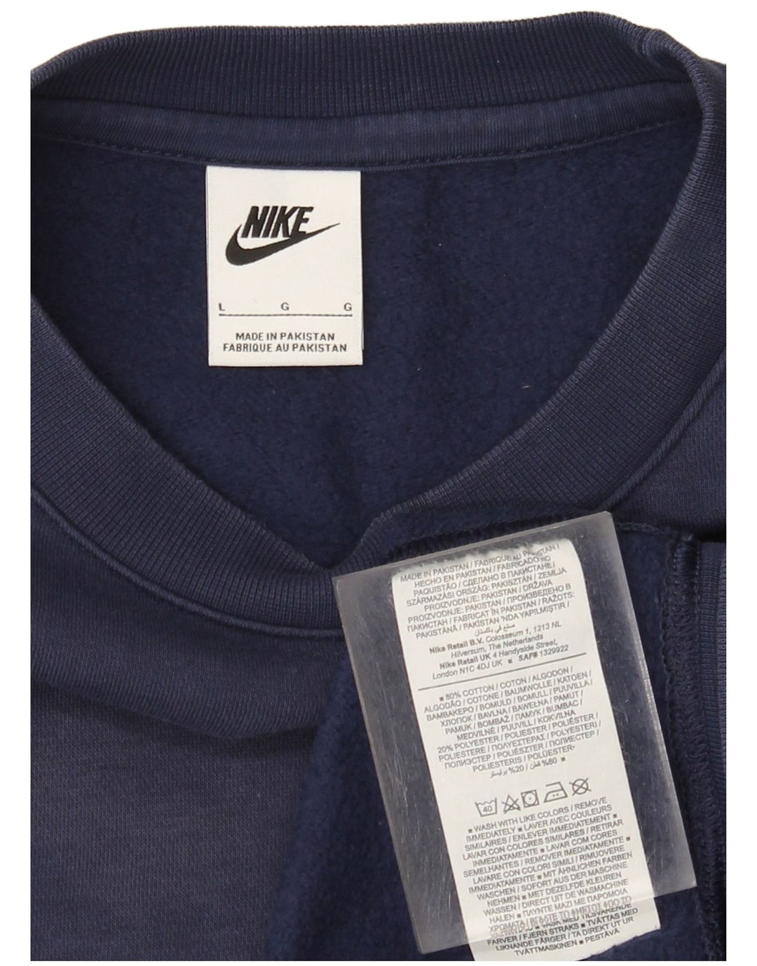 Nike Hombre Sudadera Jumper Grande Azul Marino Algodón