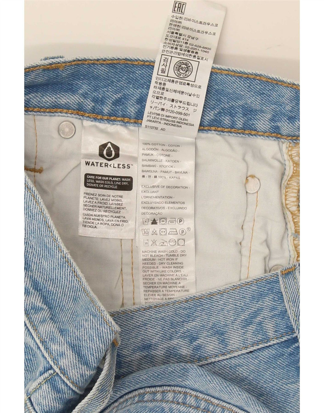Levi's Mujer 501 Shorts De Mezclilla Desgastados W26 Algodón Azul Pequeño