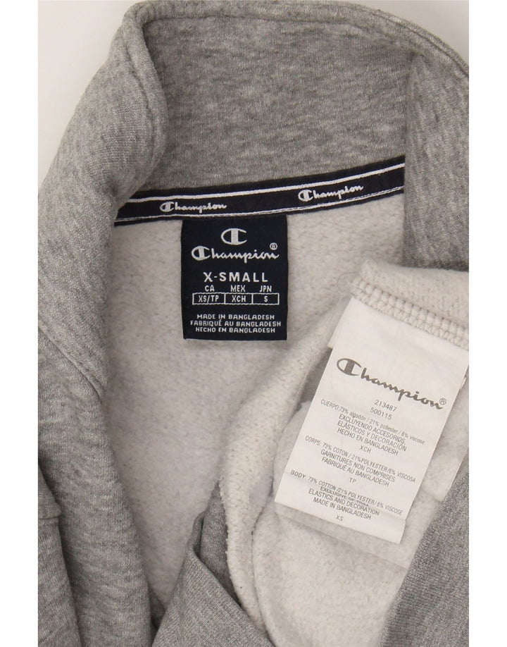 CHAMPION Mens Zip Neck Sweatshirt Jumper XS Grey Cotton