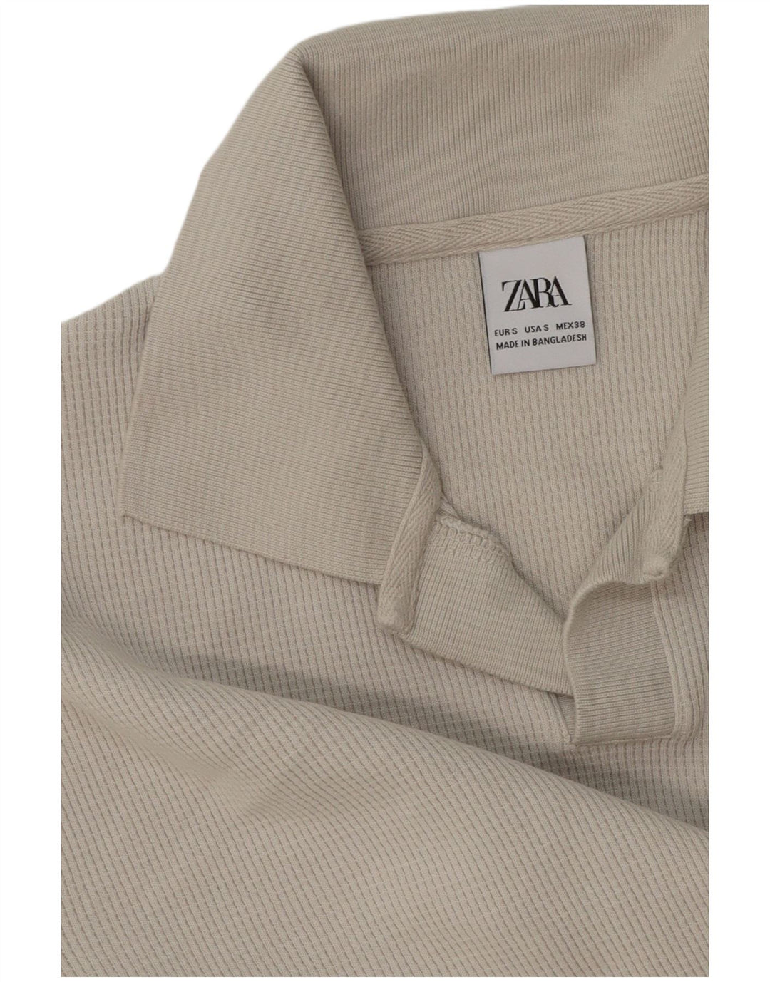 ZARA Hombre Polo Neck Jumper Sweater Small Gris Algodón