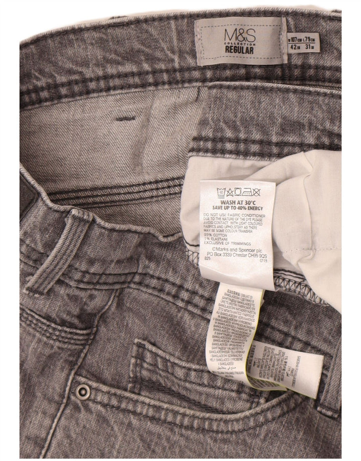 Marks & Spencer Vaqueros rectos de corte regular para hombre W42 L31 Algodón gris