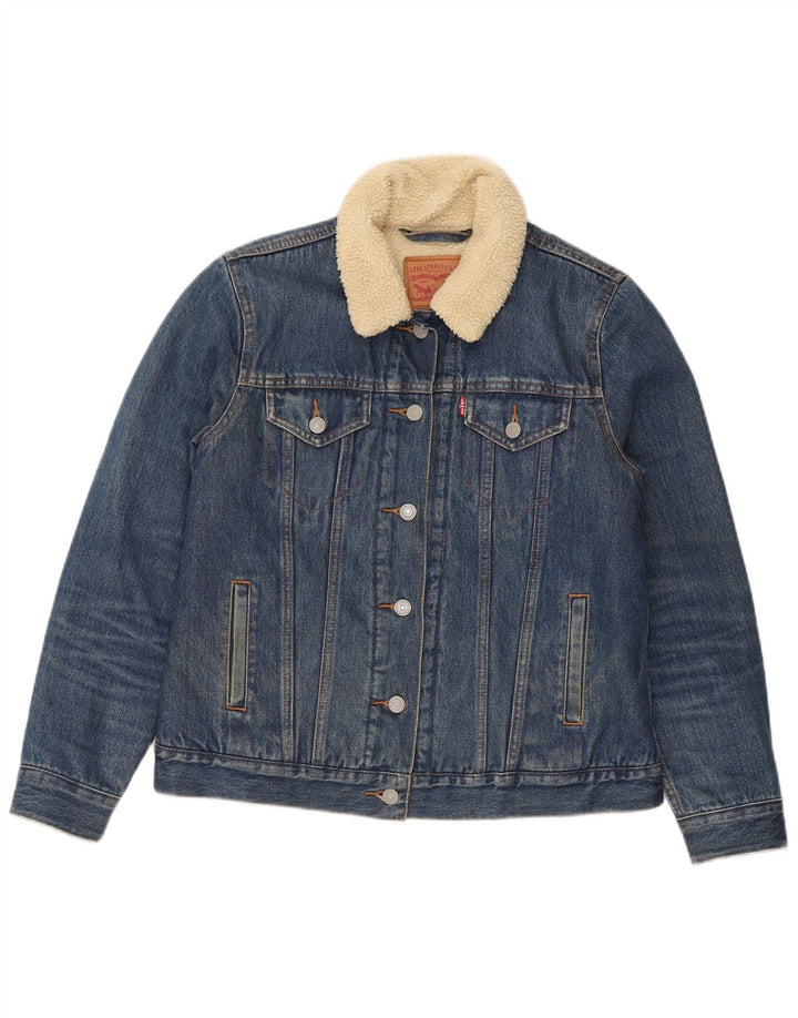 Levi's Chaqueta Sherpa Vaquera para Mujer Reino Unido 44 Algodón Azul Medio
