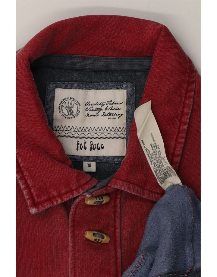 FAT FACE Sudadera con cuello tipo polo para hombre, color rojo medio, algodón