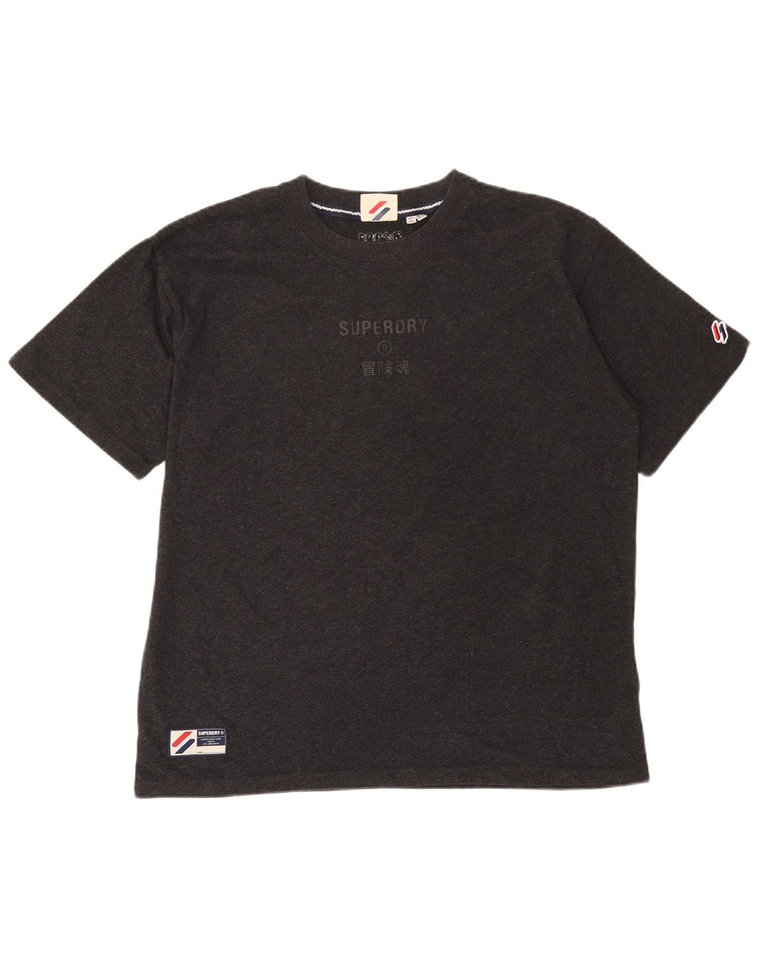 Superdry Mujer Camiseta Gráfica Top UK 40 Grande Algodón Gris