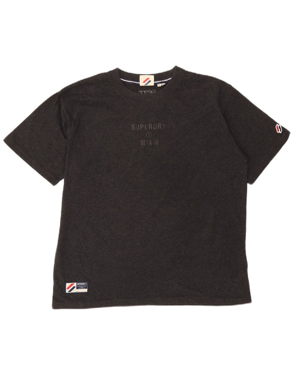 Superdry Mujer Camiseta Gráfica Top UK 40 Grande Algodón Gris