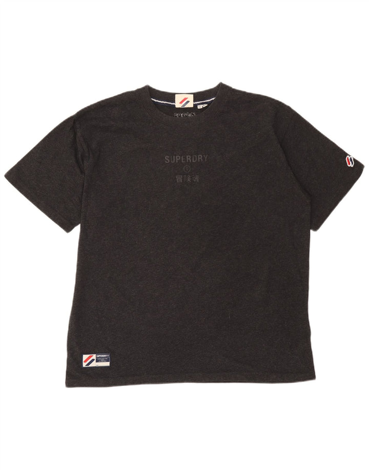 Superdry Mujer Camiseta Gráfica Top UK 40 Grande Algodón Gris