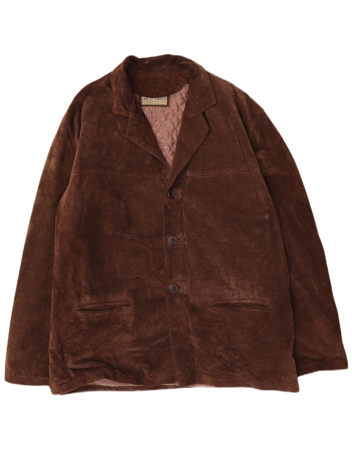 J. C. Twidd Chaqueta de ante para hombre IT 52 XL Cuero marrón