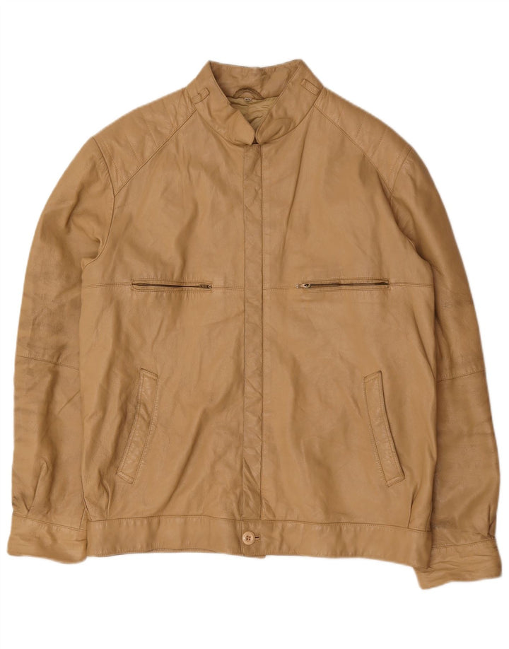 Chaqueta de cuero vintage para hombre IT 52 XL Beige