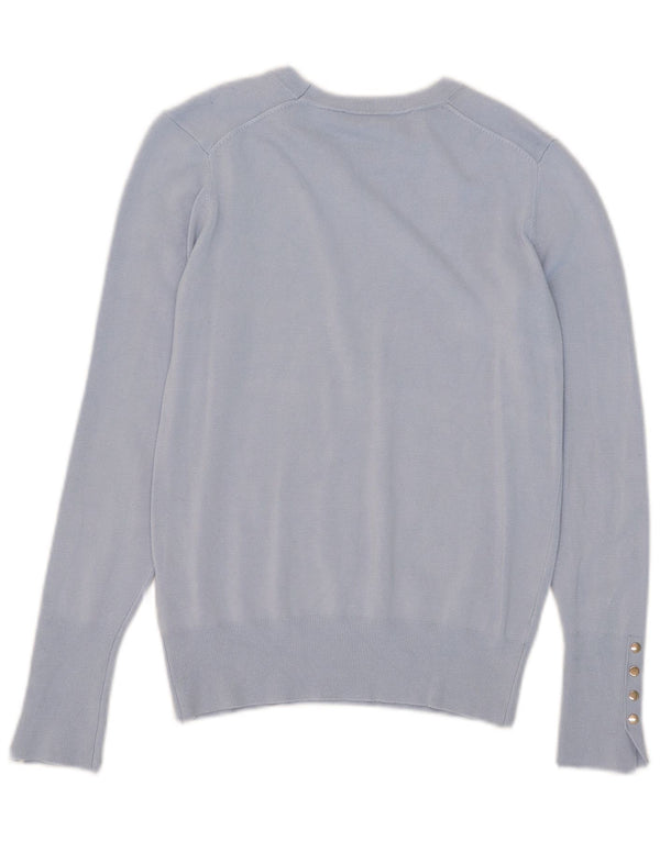 Zara - Jersey con cuello barco para mujer, talla 40, viscosa azul medio