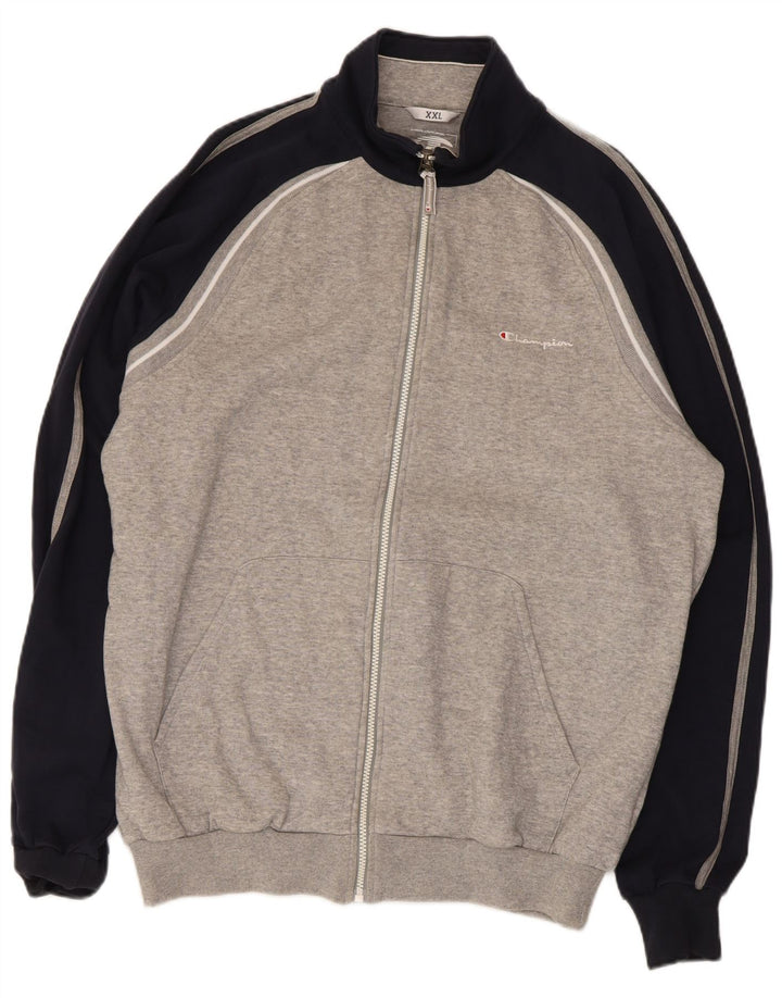 Champion Chaqueta de chándal para hombre, talla 2XL, algodón gris con bloques de color