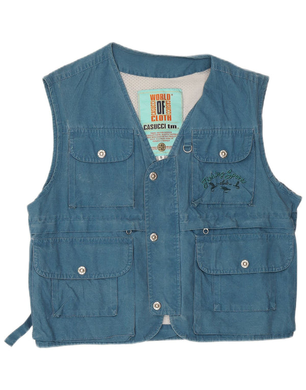 Casucci Mens Utility Gilet UK 36 Pequeño Algodón Azul