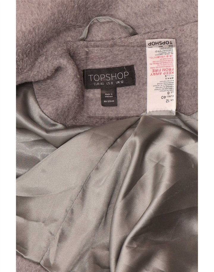 Topshop Abrigo extragrande para mujer UK 12 Poliéster gris medio